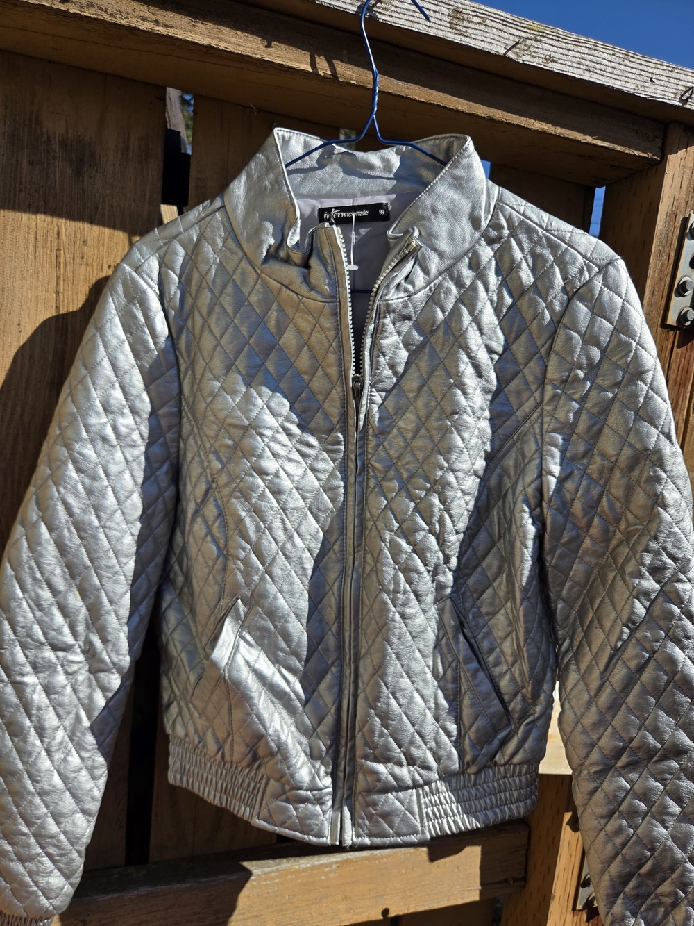 Girls' Quilted Metallic Silver Puffer Jacket